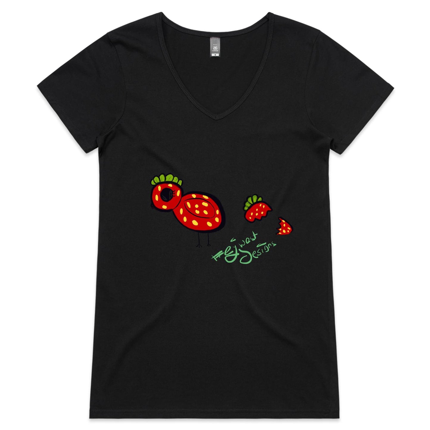 EJWEST DESIGNS - Strawberry Chick - Womens V-Neck T-Shirt