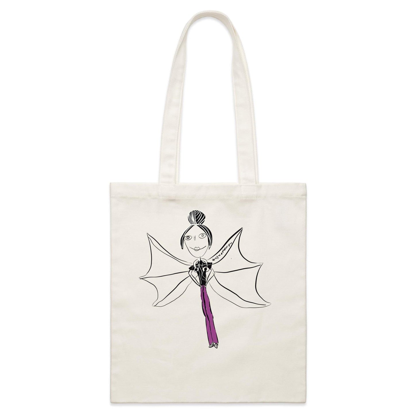 Parcel Canvas Tote Bag - “girl with bat wings “ by EJ WEST DESIGNS