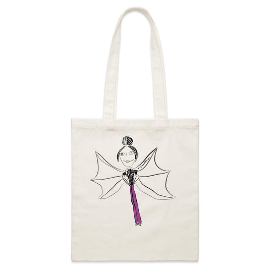 Parcel Canvas Tote Bag - “girl with bat wings “ by EJ WEST DESIGNS