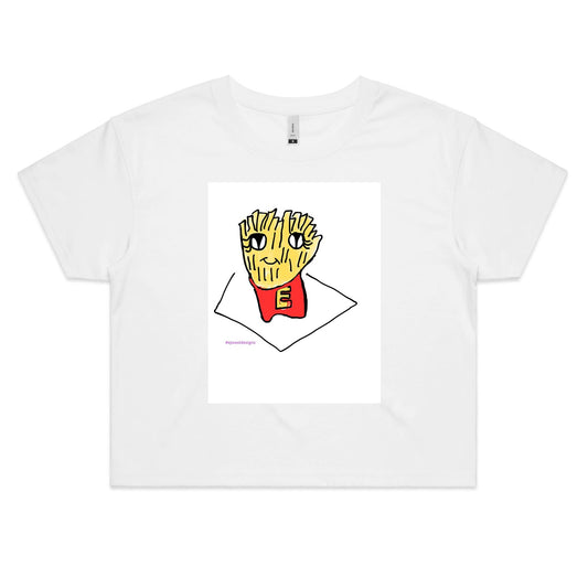 Women's Crop Tee - “Friendly Fries” by EJWEST DESIGNS