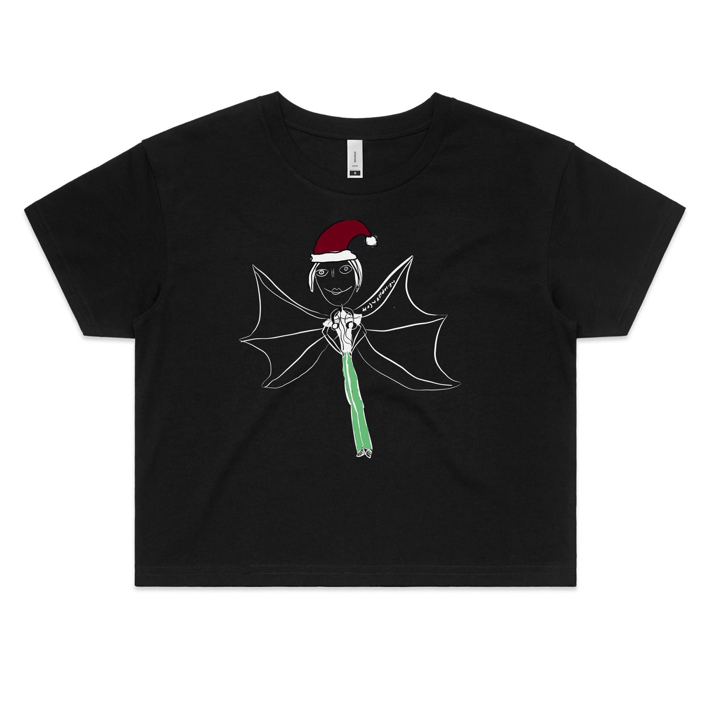 Women's Crop Tee - girl with bat wings CHRISTMAS EDITION
